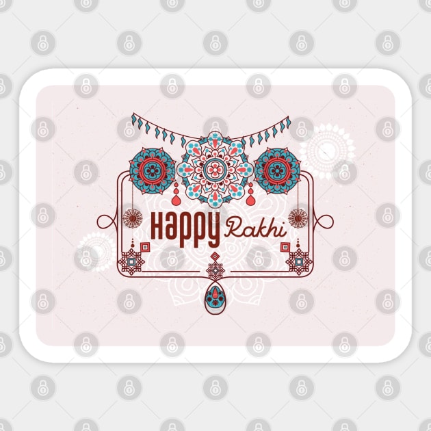 Happy Rakhi, Raksha Bandhan, teal and pink Sticker by HolidayBug